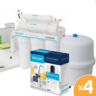 Річний запас картриджів Ecosoft для фільтру зворотного осмосу Standard (без мінералізатора)  04332-96 фото