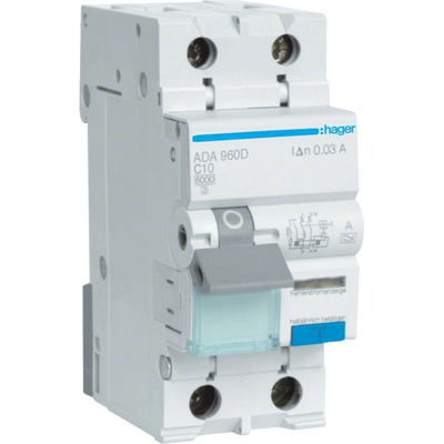 Hager ADA960D Дифавтомат 1P+N, 6kA, C-10A, 30mA, A 31496 фото